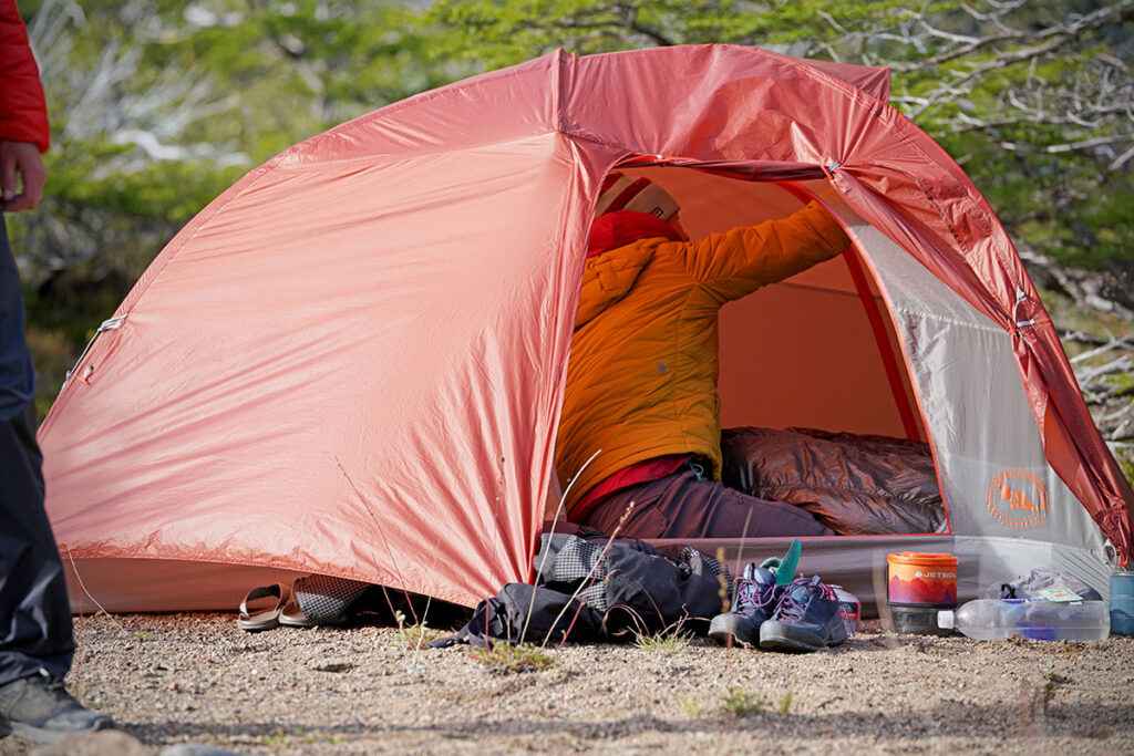 a person inside the Big Agnes Copper Spur HV UL