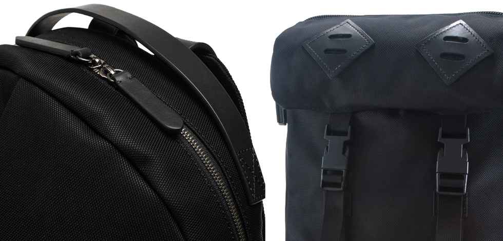 black backpack made of Cordura with hinges 