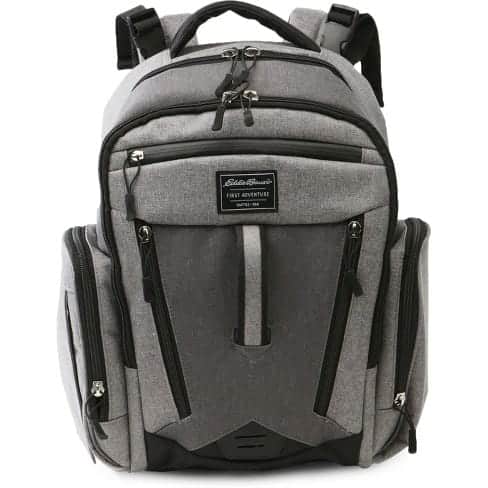 grey and black Eddie Bauer Traverse Diaper Bag Backpack