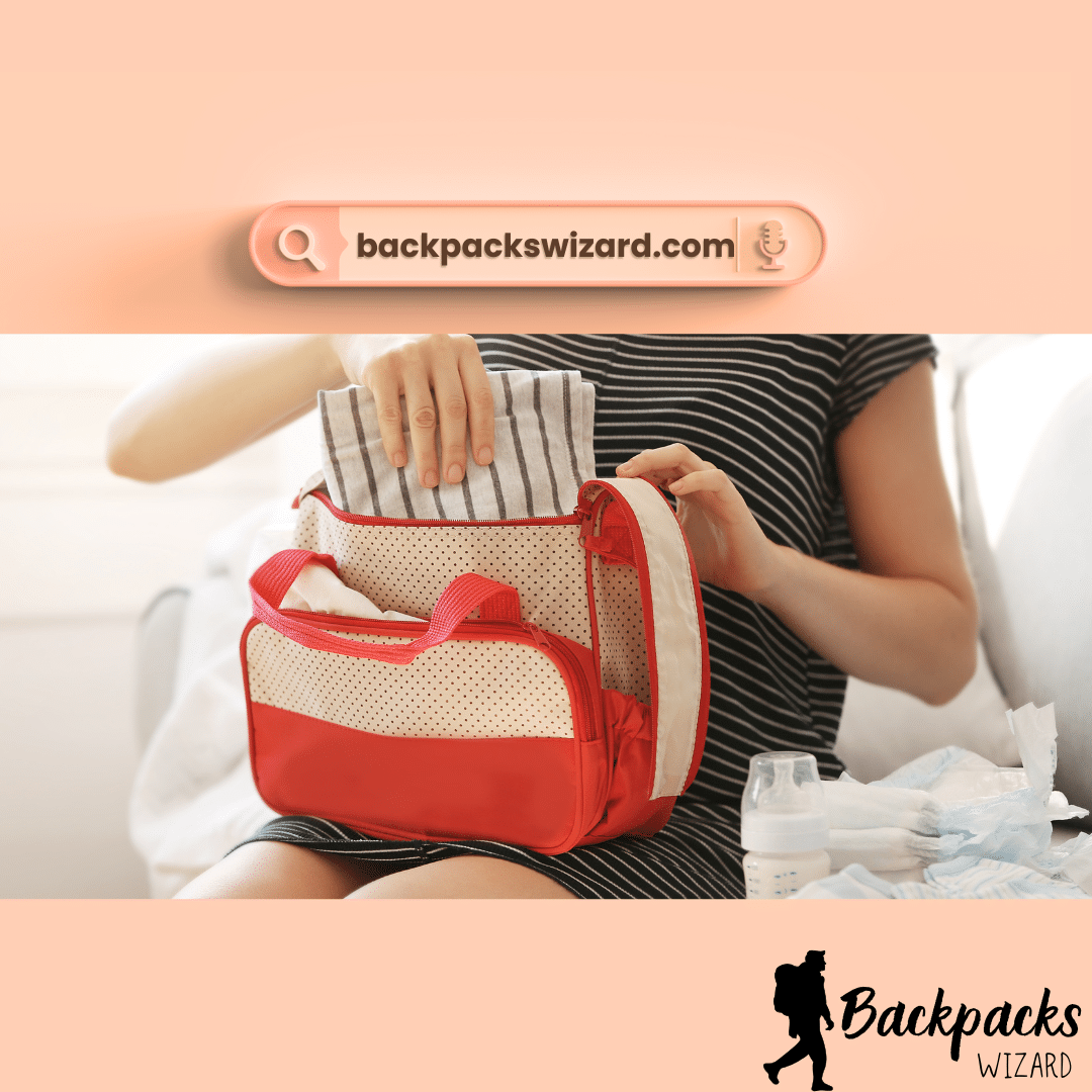 a lady putting clothes in a diaper bag