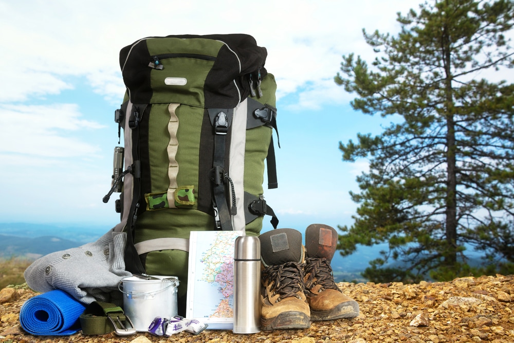 Camping Elements/ Equipment On Top Of The Mountain