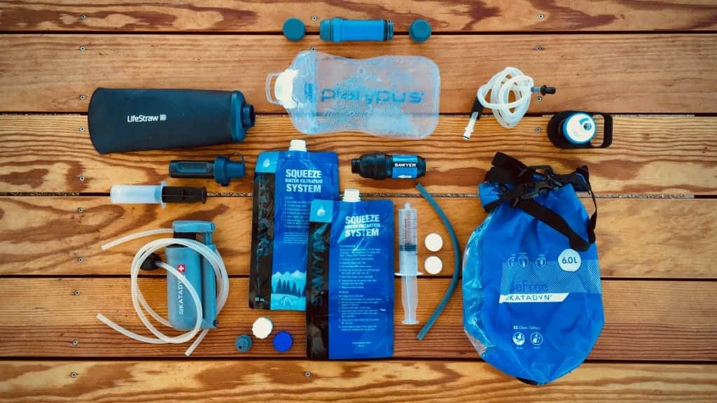 various components of a Backpacking Water Filter