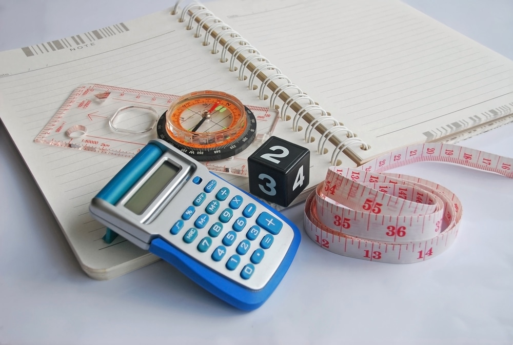 Equipment Used In The Measurement And Calculation Including A Compass