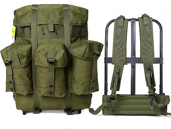 a backpack with external frame