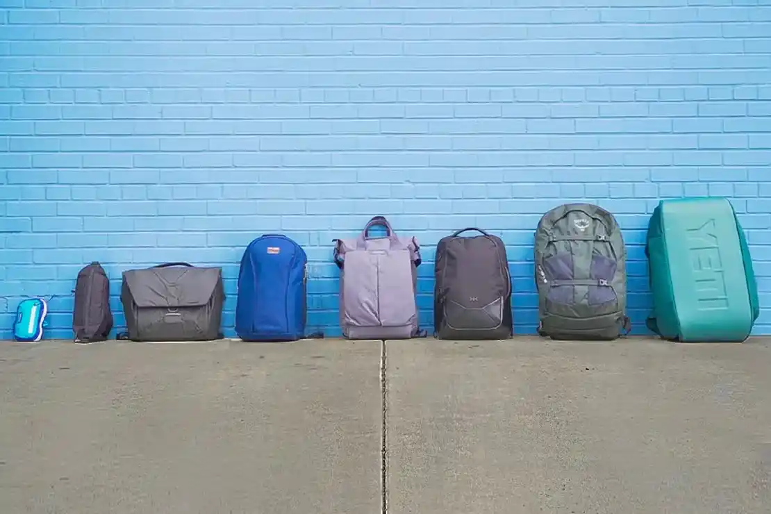 backpacks with different sizes and capacities