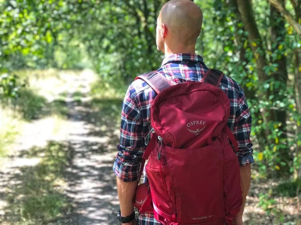 rear view of a man wearing Osprey Skarab