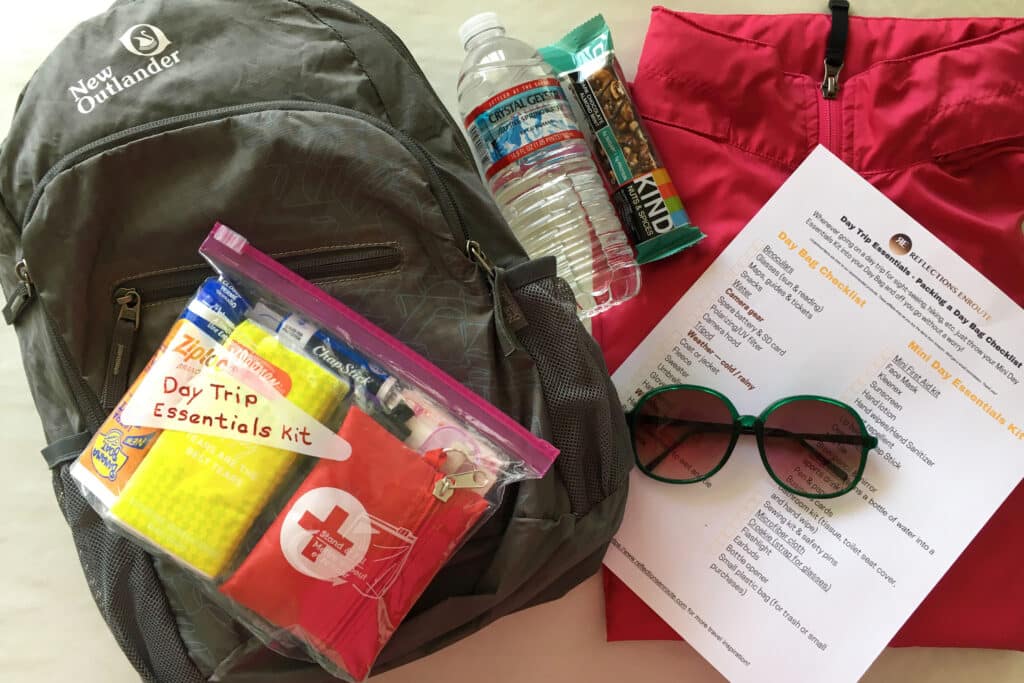 daytrip essentials and documents with a backpack daytrip essentials and documents with a backpack