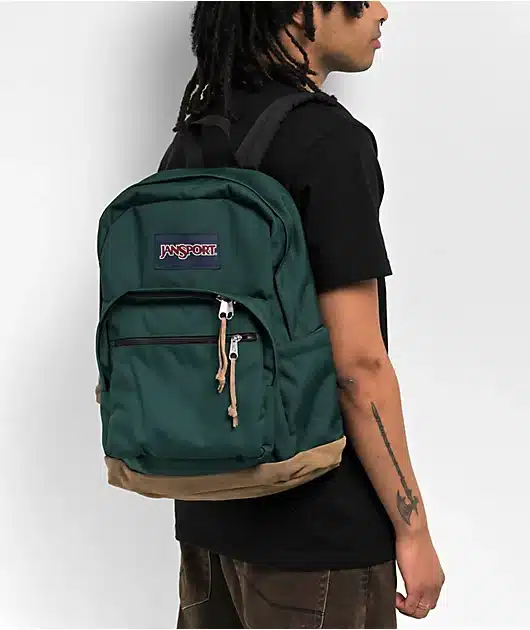 half view of a boy wearing Jansport right backpack half view of a boy wearing Jansport right backpack